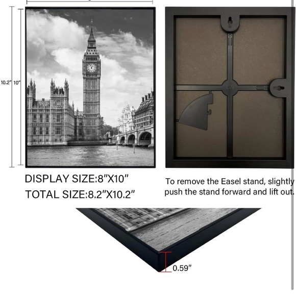New! GOmaize Front Loading Black Frame, 8x10 Set of 5, Wall & Table Mounting - Picture 2 of 8